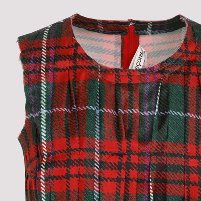 Comme Des Garçons Tartan Sleeveless Satin Top In Multicolour
