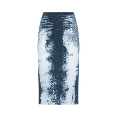 Diesel Blue Midi Skirt In Devor Metallic Knit In Blue