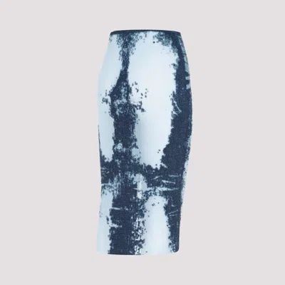 Diesel Blue Midi Skirt In Devor Metallic Knit In Blue