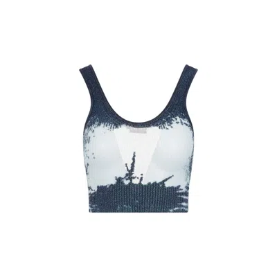 Diesel Cropped Ribbed Tank Top In Blue