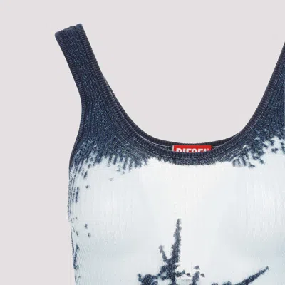 Diesel Cropped Ribbed Tank Top In Blue