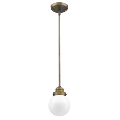 Homezia Brushed Gold Metal Hanging With Round Glass Shade