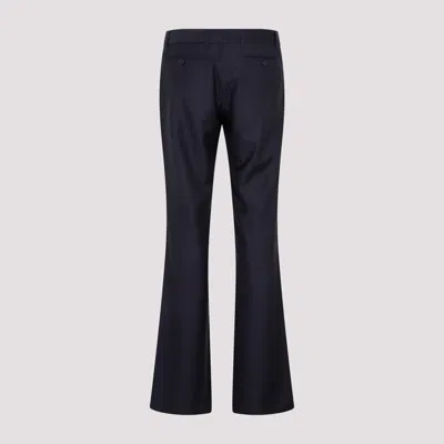 Etro Wool Bootcut Trousers Pinstripe Print In Blue