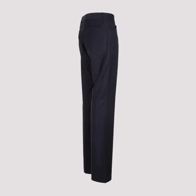 Etro Wool Bootcut Trousers Pinstripe Print In Blue