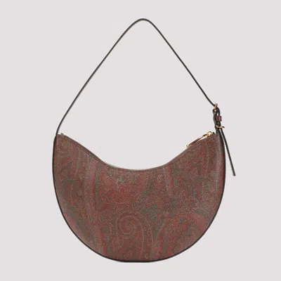 Etro Hobo M Brown Paisley Fabric Shoulder Bag In Brown
