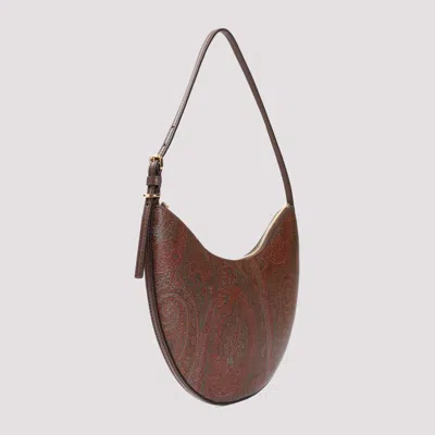 Etro Hobo M Brown Paisley Fabric Shoulder Bag In Brown