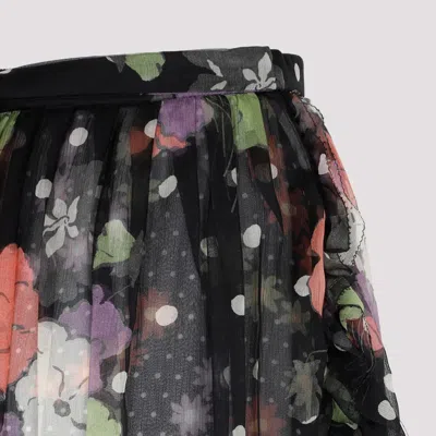 Etro Silk Skirt With Floral And Polka Dot Accents In Black