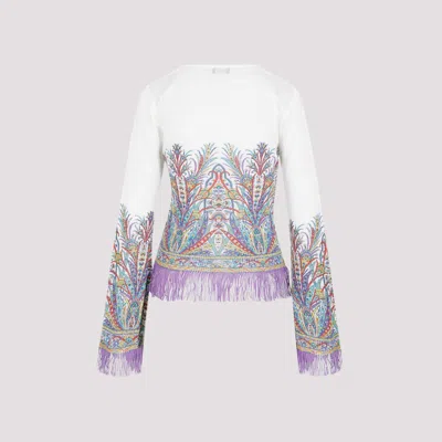 Etro Fringed Knitted Top In White