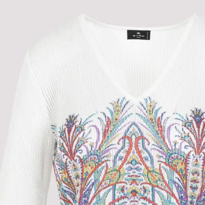 Etro Fringed Knitted Top In White