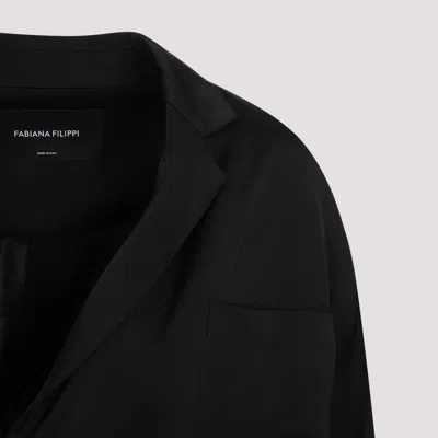Fabiana Filippi Open-front Satin Blazer In Black