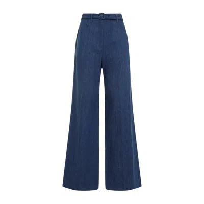 Gabriela Hearst Womens Denim Norman Wide-leg High-rise Cotton And Linen Trousers In Blue