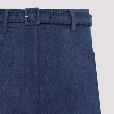 Gabriela Hearst Womens Denim Norman Wide-leg High-rise Cotton And Linen Trousers In Blue