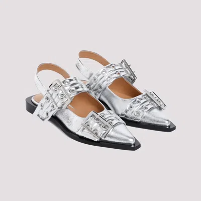 Shop Ganni Ballerinas In Grey