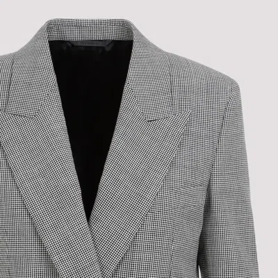 Givenchy Black And White Double Breast Wool Jacket In Black