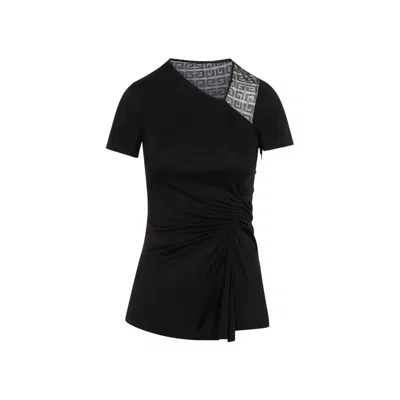 Givenchy 4g Mesh Draped Top In Black