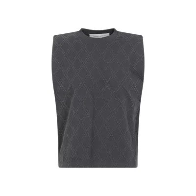 Golden Goose Journey Sleeveless Padded Shoulder T-shirt In Grey