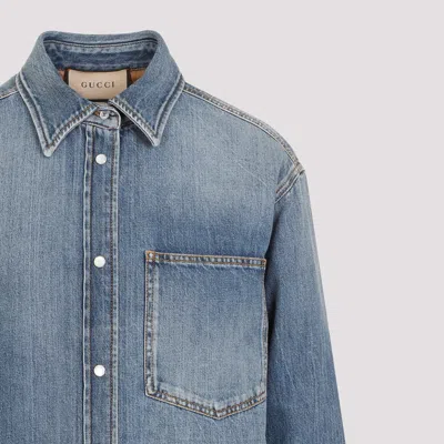Gucci Washed-denim Shirt In Blue