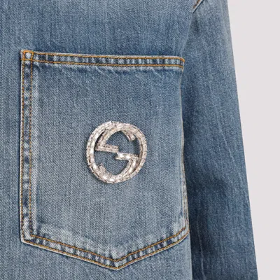Gucci Washed-denim Shirt In Blue