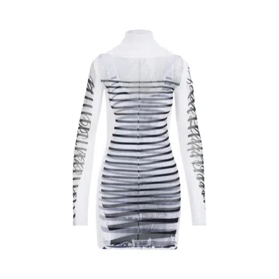 Jean Paul Gaultier Double Layer Mini Dress With Marinière Print In White