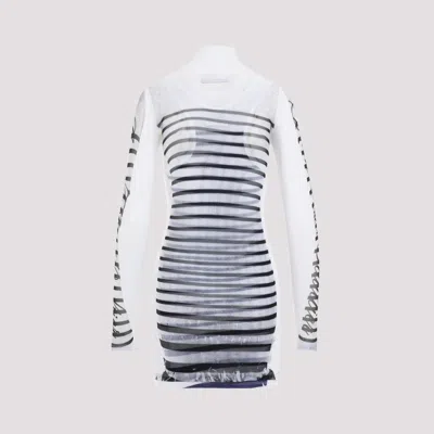 Jean Paul Gaultier Double Layer Mini Dress With Marinière Print In White