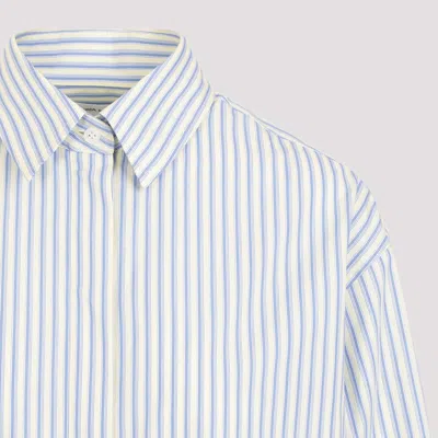 Victoria Beckham Yellow Chamomile Organic Cotton Wrap Front Blouse In Blue