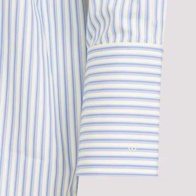 Victoria Beckham Yellow Chamomile Organic Cotton Wrap Front Blouse In Blue