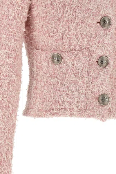 Balenciaga Cropped Tweed Cardigan Sweaters And Cardigans Pink In Pink
