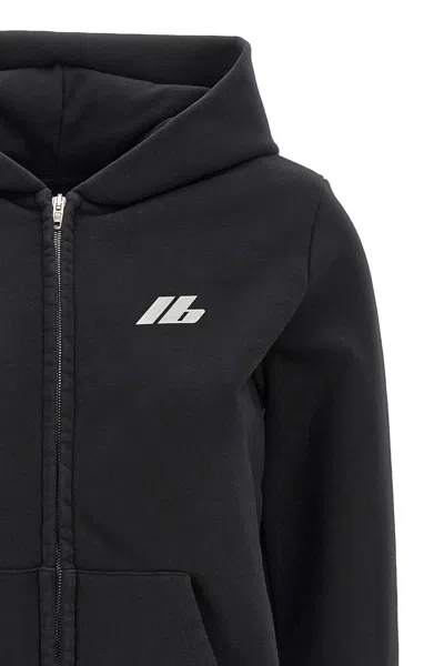 Balenciaga Logo Print Hoodie Sweatshirt Black In Black