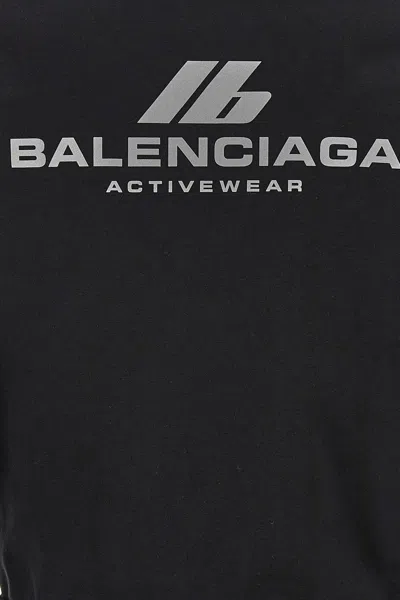 Balenciaga Logo Print Hoodie Sweatshirt Black In Black
