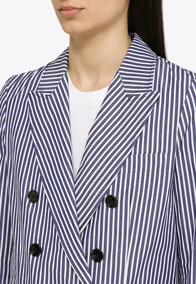 Shop Department 5 Ari Double-breasted Striped Blazer In Blue