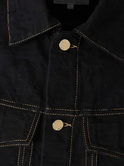 Shop Casablanca Jacquard Denim Jacket In Contrast Stitching Detail