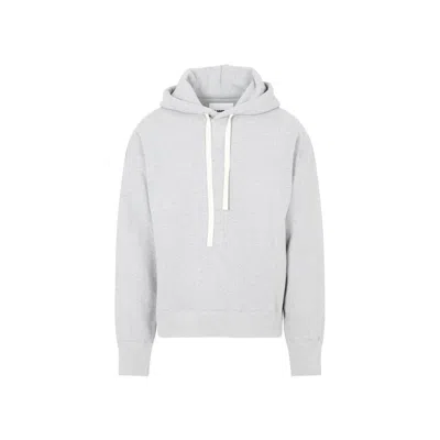 Jil Sander Minimalist Light Grey Cashmere-cotton Hoodie In Grey