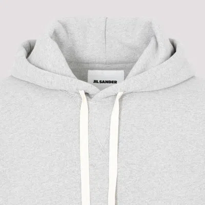 Jil Sander Minimalist Light Grey Cashmere-cotton Hoodie In Grey
