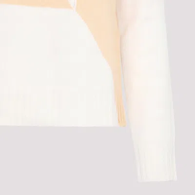 Jil Sander Open Orange Long-sleeved Wool Sweater In White