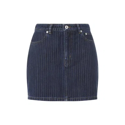 Kenzo Blue Dark Stripped Jacquard Cotton Mini Skirt In Blue