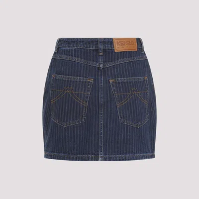 Kenzo Blue Dark Stripped Jacquard Cotton Mini Skirt In Blue