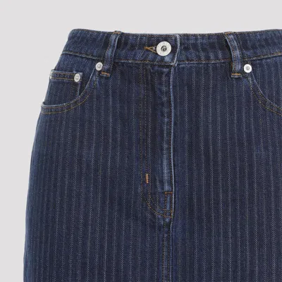 Kenzo Blue Dark Stripped Jacquard Cotton Mini Skirt In Blue
