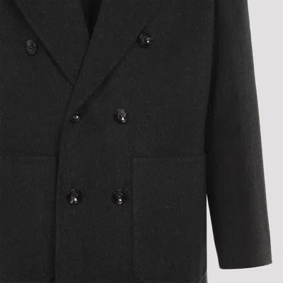 Kiton Dark Grey Tib Virgin Wool Coat In Grey