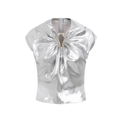 Lanvin Sleeveless Metallic Top In Grey