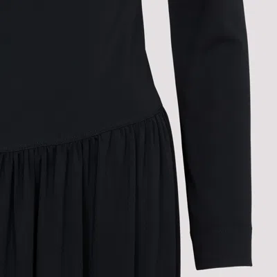 Lanvin Black Ls Drape Midi Dress In Black