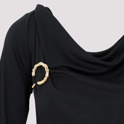 Lanvin Black Ls Drape Midi Dress In Black