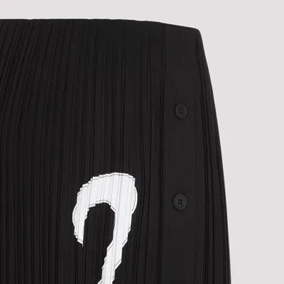 Lanvin Pleated Long Skirt Abstract Pattern In Black