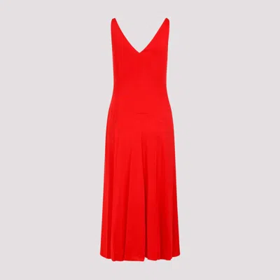 Lanvin Red Flame Sleeveless A-line Midi Dress In Red