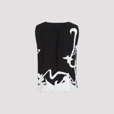 Lanvin Sleeveless Pleated Abstract Pattern Top In Black