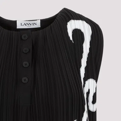 Lanvin Sleeveless Pleated Abstract Pattern Top In Black
