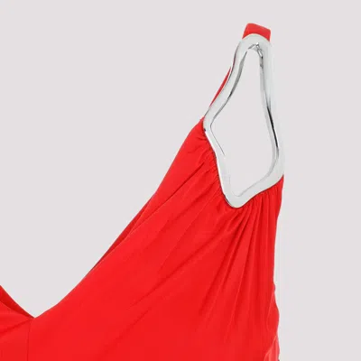 Lanvin Red Flame Sleeveless A-line Midi Dress In Red