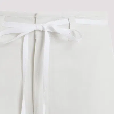 Lemaire Chalk White Cotton Straight Pants With Strings In Beige