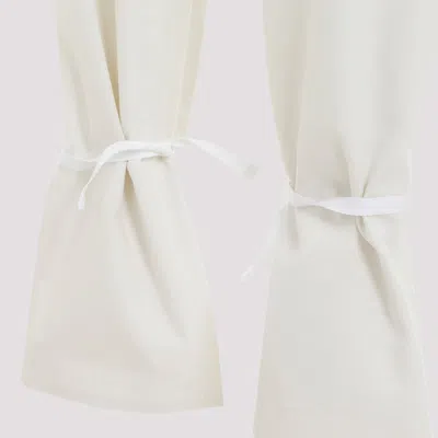 Lemaire Chalk White Cotton Straight Pants With Strings In Beige