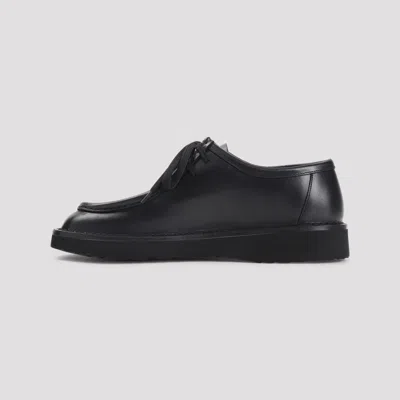 Loewe Faro Lace Up In Pull-up Calfskin In Black
