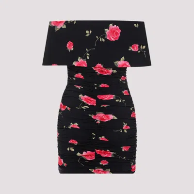 Magda Butrym Draped Floral-print Mini Dress In Black